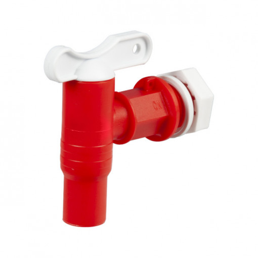 Robinet dublu din plastic, tip canea, rosu