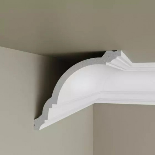 Cornisa decorativa tavan Manavi C18 din polimer rigid 11x12.4x200 cm