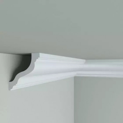 Cornisa decorativa tavan Manavi C10 din polimer rigid 7.8x7.8x200 cm