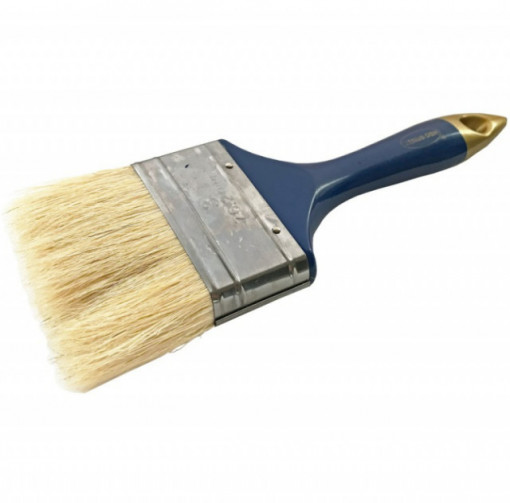 Pensula cu fir natural, maner din plastic albastru-auriu