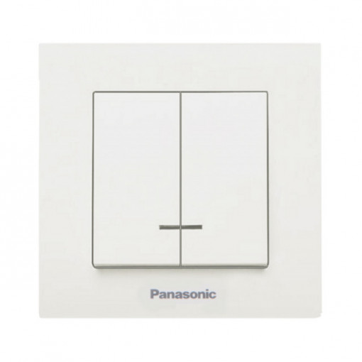 Intrerupator dublu ST Panasonic, cu LED, alb