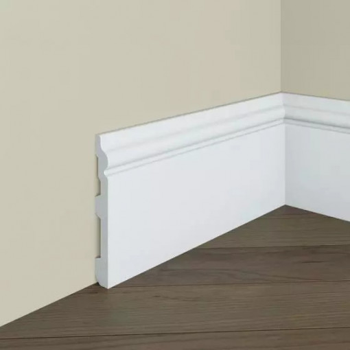 Plinta de podea decorativa Manavi S13 din polimer rigid 12x1.5x200 cm