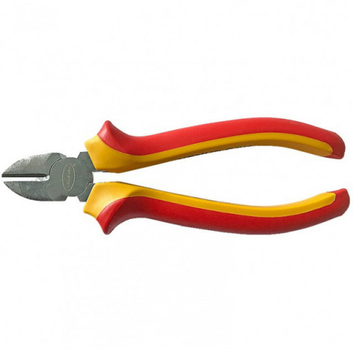 Cleste taiat tip E, cromat, maner rosu-galben