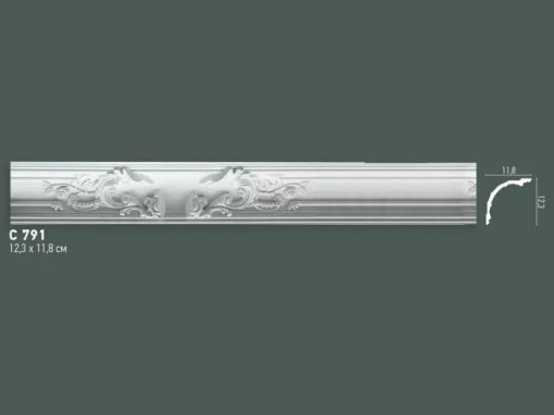 Cornisa decorativa Manavi C791 din poliuretan 12.3x11.8x200 cm