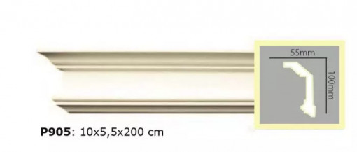 Cornisa decorativa Manavi P905 din poliuretan 10x5.5x200 cm