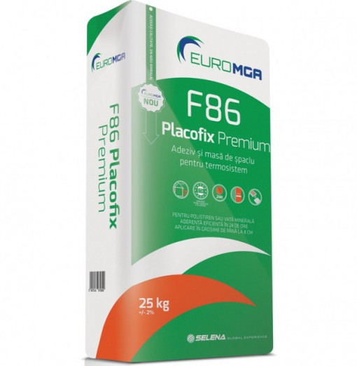 F86 Placofix Premium - Adeziv şi Masă de Şpaclu pentru Polistiren şi Vată Minerală - 25 kg