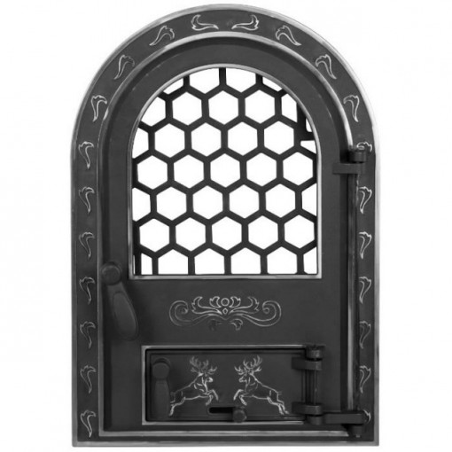 Usa Soba cu Geam Mare Cerbi si Ornamente Argintii 425 x 610 mm