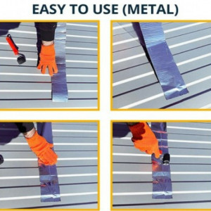 Banda butilica aluminiu 150 mm x 10 m gri pentru reparatii si etansari utilizare pe metal
