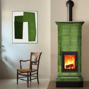 Nobile 5 Levels - Soba pe lemne cu acumulare, din maiolica - 8,2 kW, model verde