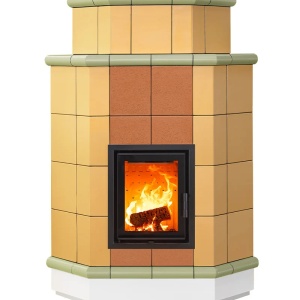 Olimpia 5 Levels - Soba pe lemne cu acumulare, din maiolica - 8,2 kW, model caramiziu OL 023