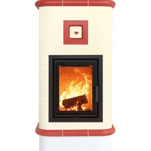 Quadra 4 Levels - Soba pe lemne cu acumulare, din maiolica - 8,2 kW, model rosu QD 080