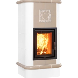Quadra 4 Levels - Soba pe lemne cu acumulare, din maiolica - 8,2 kW, model bej QD 053