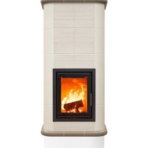 Quadra 5 Levels - Soba pe lemne cu acumulare, din maiolica - 8,2 kW, model bej QC  038