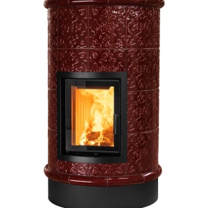 Rondo 4 Levels - Soba pe lemne cu acumulare, din maiolica - 8,2 kW, model rosu RN 038
