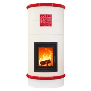 Rondo 5 Levels - Soba pe lemne cu acumulare, din maiolica - 8,2 kW, model rosu