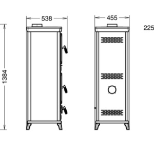 Soba pe lemne Thermorossi Agnese Evo 5 Easy 8,5 kW dimensiuni