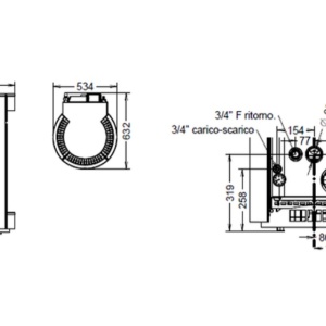 Soba pe peleti Moma Idra 14 Thermorossi 13,7 kW dimensiuni