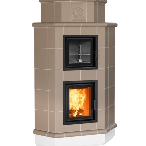 Souffle - Soba pe lemne cu acumulare si cuptor, din maiolica - 8,6 kW SF 018
