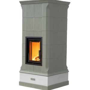 Vega - Soba pe lemne cu acumulare, din maiolica - 8,3 kW, model gri VG 003
