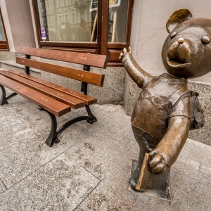 banca pentru copii Smurf din lemn si fonta