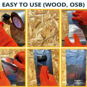 Banda butilica aluminiu 150 mm x 10 m gri pentru reparatii si etansari utilizare pe lemn si osb