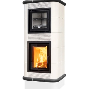 Chef - Soba pe lemne cu acumulare si cuptor, din maiolica - 8,6 kW, model gri CF 022
