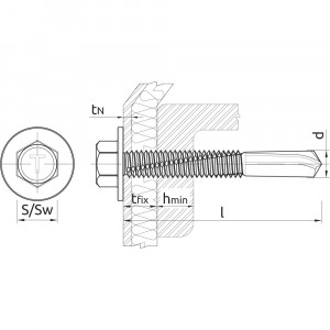 Koelner ONP - surub autoforant pentru profile de metal schita