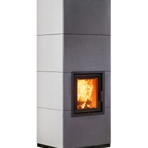 Maxi - Soba pe lemne cu acumulare, din maiolica - 8,3 kW, model gri MX 004