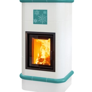 Quadra 4 Levels - Soba pe lemne cu acumulare, din maiolica - 8,2 kW, model verde QD 093