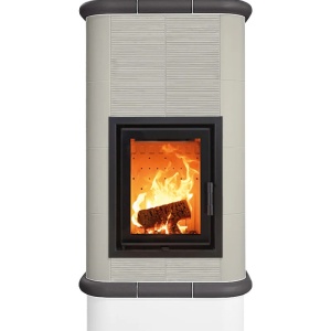 Quadra 4 Levels - Soba pe lemne cu acumulare, din maiolica - 8,2 kW, model gri QD 112
