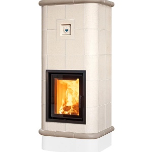 Quadra 5 Levels - Soba pe lemne cu acumulare, din maiolica - 8,2 kW, model bej QC 014