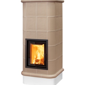 Quadra 5 Levels - Soba pe lemne cu acumulare, din maiolica - 8,2 kW, model bej QC 059
