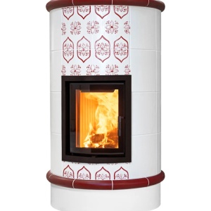 Rondo 4 Levels - Soba pe lemne cu acumulare, din maiolica - 8,2 kW, model rosu RN 021