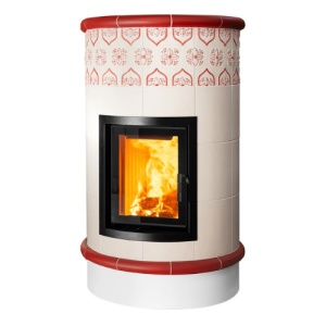 Rondo 4 Levels - Soba pe lemne cu acumulare, din maiolica - 8,2 kW, model rosu