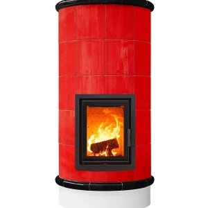 Rondo 5 Levels - Soba pe lemne cu acumulare, din maiolica - 8,2 kW, model rosu RC 021