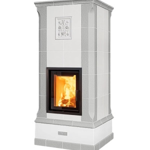 Vega - Soba pe lemne cu acumulare, din maiolica - 8,3 kW, model gri VG 023