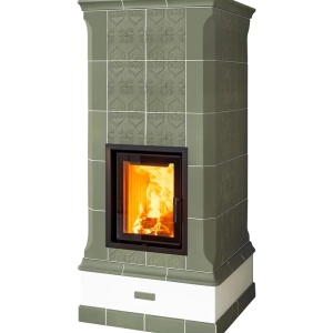 Vega - Soba pe lemne cu acumulare, din maiolica - 8,3 kW, model verde VG 032
