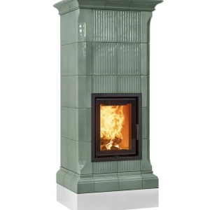 Nobile 5 Levels - Soba pe lemne cu acumulare, din maiolica - 8,2 kW, model verde NC 029