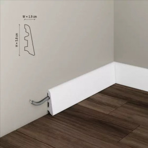 Plinta de podea decorativa Manavi S16 din polimer rigid 5.8x1.8x200 cm