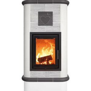 Quadra 4 Levels - Soba pe lemne cu acumulare, din maiolica - 8,2 kW, model gri QD 062