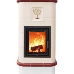 Quadra 4 Levels - Soba pe lemne cu acumulare, din maiolica - 8,2 kW, model rosu QD 122
