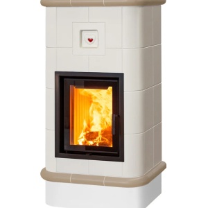 Quadra 4 Levels - Soba pe lemne cu acumulare, din maiolica - 8,2 kW, model bej QD 101