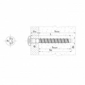 RawlPlug R-LX-P-ZP - surub pentru beton cu cap bombat schema 2