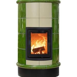Rondo 4 Levels - Soba pe lemne cu acumulare, din maiolica - 8,2 kW, model verde RN 028