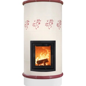 Rondo 5 Levels - Soba pe lemne cu acumulare, din maiolica - 8,2 kW, model rosu RC 014