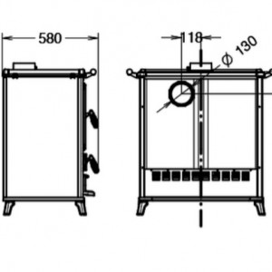 Soba de gatit pe lemne Thermorossi Klaretta Evo 9,4 kW dimensiuni