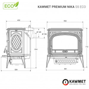 Soba Fonta pe lemne Premium NIKA S5 ECO - 11.3 kW