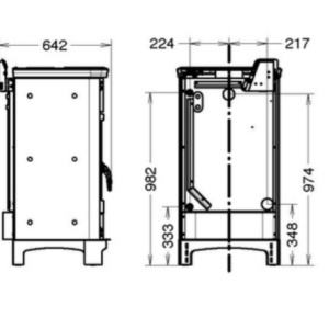 Termosemineu pe lemne Thermorossi ARDHEA EVO 5 Easy 16,4 kW dimensiuni