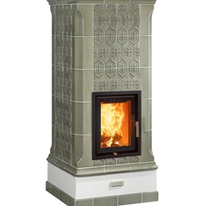 Vega - Soba pe lemne cu acumulare, din maiolica - 8,3 kW, model verde VG 009