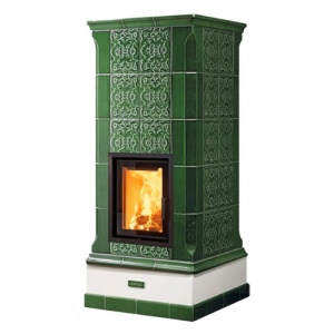 Vega - Soba pe lemne cu acumulare, din maiolica - 8,3 kW, model verde
